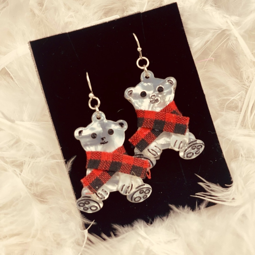 Polar bear dangle earrings acrylic